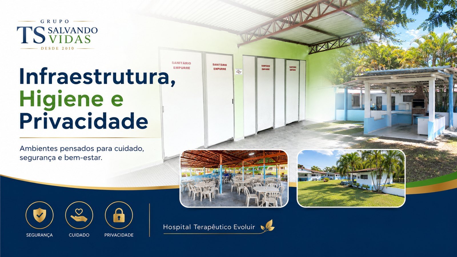 Acomodações humanizadas no Hospital Terapêutico Evoluir em Itu-SP